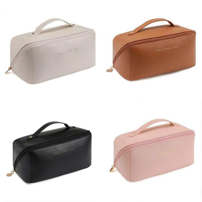 Buddy Cares Large Capacity Travel Cosmetic Bag – Waterproof Makeup Bag with Handle & Divider – Detail View