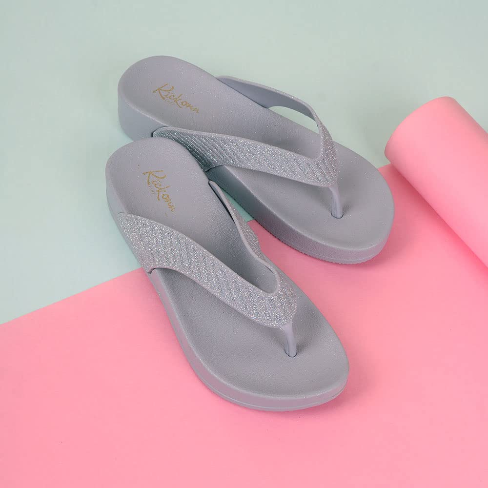 Indifeet Comfortable Thong Chappals for Women - Grey - Image 2