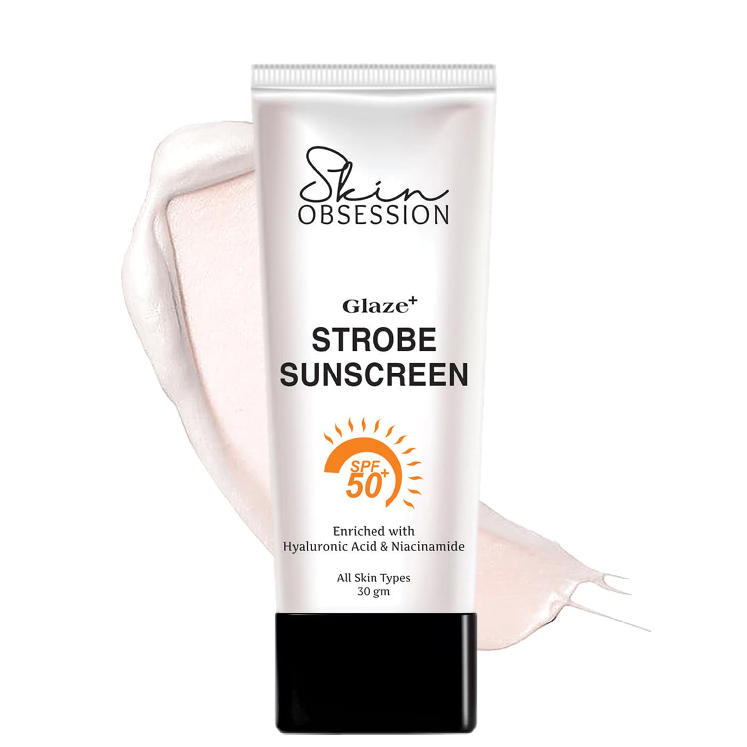 SkinObsession Lumi Glaze+ Gold Highlighting Sunscreen SPF 50 PA+++ with Instant Dewy Glow Lightweight, Non Sticky No White Cast With Niacinamide And Hyaluronic Acid 30g Lohiya Retails