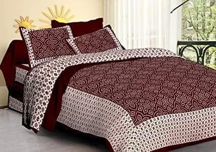 Jaipuri 100% Cotton Jaipuri Traditional sanganeri printed Bedsheet with two pillow covers - HalfPe