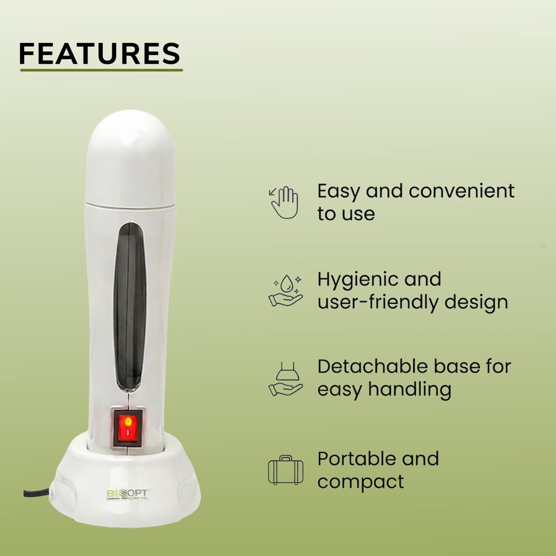 Biosoft Roll On Wax Heater Fast Heating Capacity For Hair Removal Refills Roll-On Depilatory Wax Heater Machine | One Touch Wax Heater Machine for Smooth &amp; Quick Hair Waxing - White