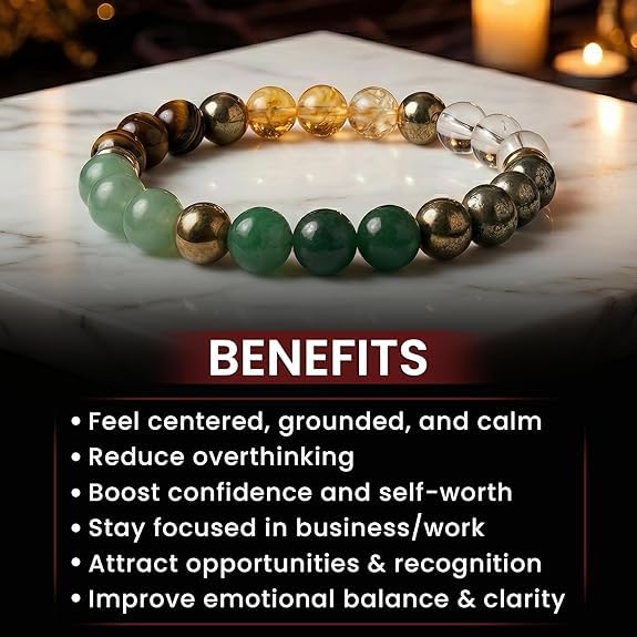 Money Magnet Crystal Bracelet for Wealth, Success & Positive Energy – Natural Gemstone Stretch Bracelet for Men & Women