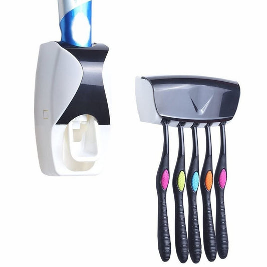 Automatic Toothpaste Dispenser, Press to Paste Toothpaste Squeezer and 5 Toothbrush Holder - HalfPe