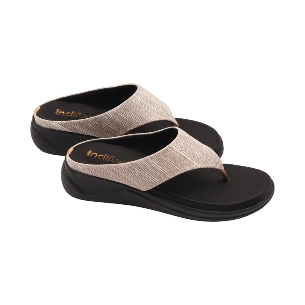 Indifeet Comfortable Thong Platform Sandals for Women - Rose Gold - View 5