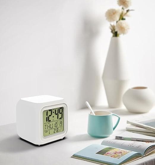 Multicolour Changing Digital LED Alarm Clock (white) - HalfPe