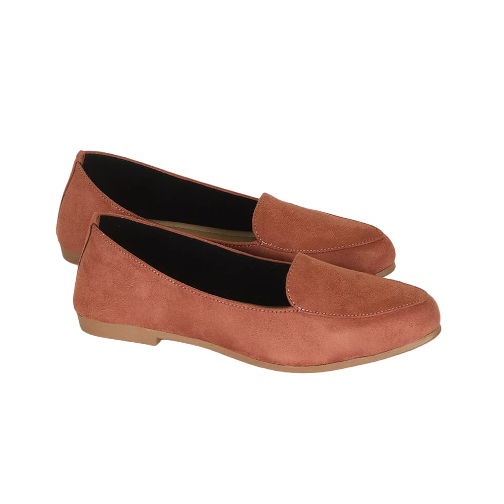 Indifeet Stylish Flat Ballerina Shoes for Women - Peach - View 5