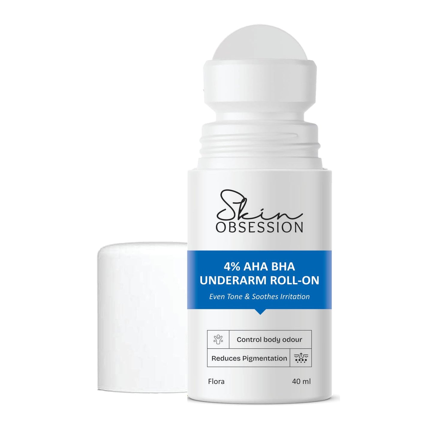 SkinObsession 4% Aha Bha Underarm Roll On 40ml | 2% Lactic Acid, 1% Mandelic Acid, 1% Salicylic Acid | Controls Odour & Reduces Pigmentation | 0% Alcohol & 0% Aluminium Lohiya Retails