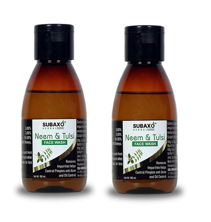 SUBAXO Neem & Tulsi Herbal Face Wash, Controls Pimples & Acne (100ml, Pack of 2) - HalfPe