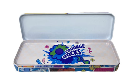 HMI Disney & Marvel Jumbo Metal Pencil Box with Oil Matte Infusion Finish, in Princess, Belle Princess, Avengers & Spider Man Characters, 2 levels (Princess)