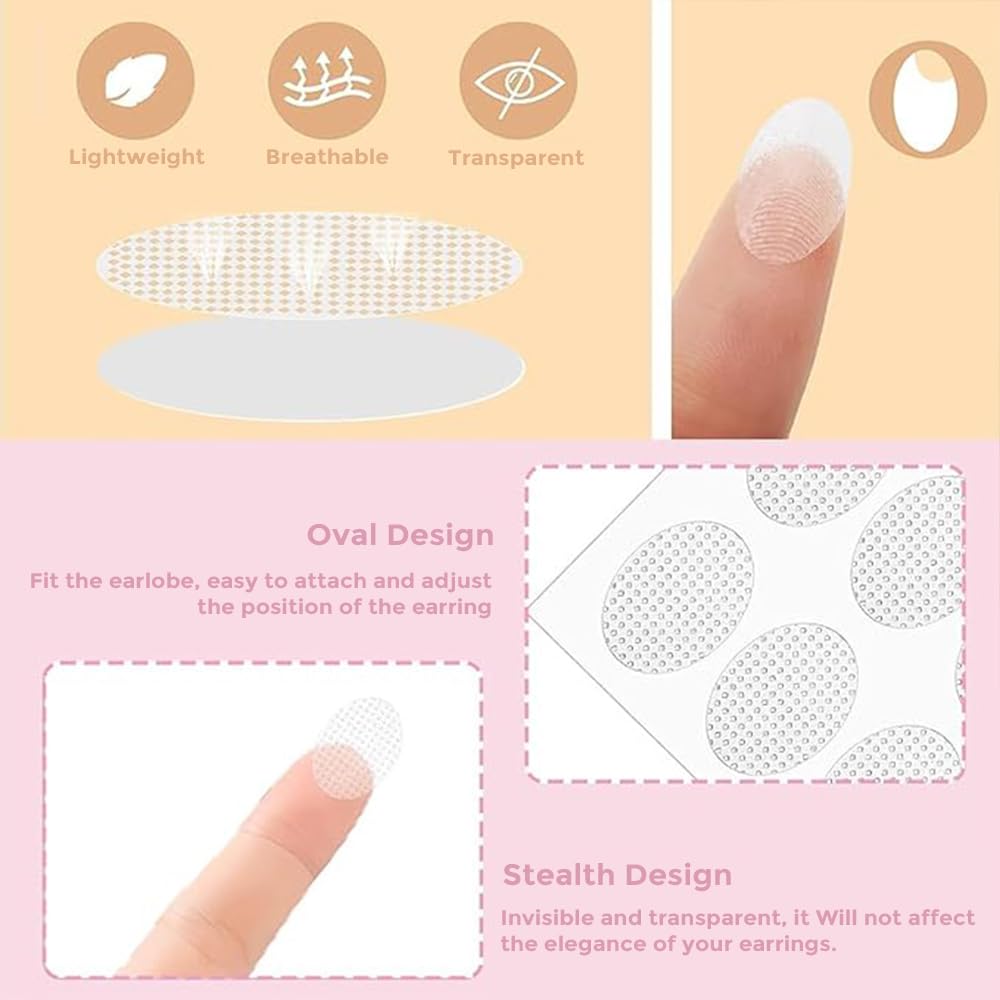 Sanfe Invisible Earlobe Patches For Pierced Ears Hide The Look of Torn or Stretched Piercings - Protect Ear Lobes from Tearing