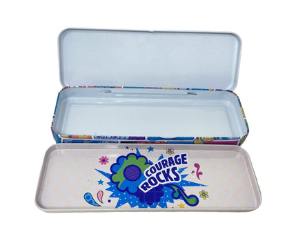 HMI Disney & Marvel Jumbo Metal Pencil Box with Oil Matte Infusion Finish, in Princess, Belle Princess, Avengers & Spider Man Characters, 2 levels (Princess)