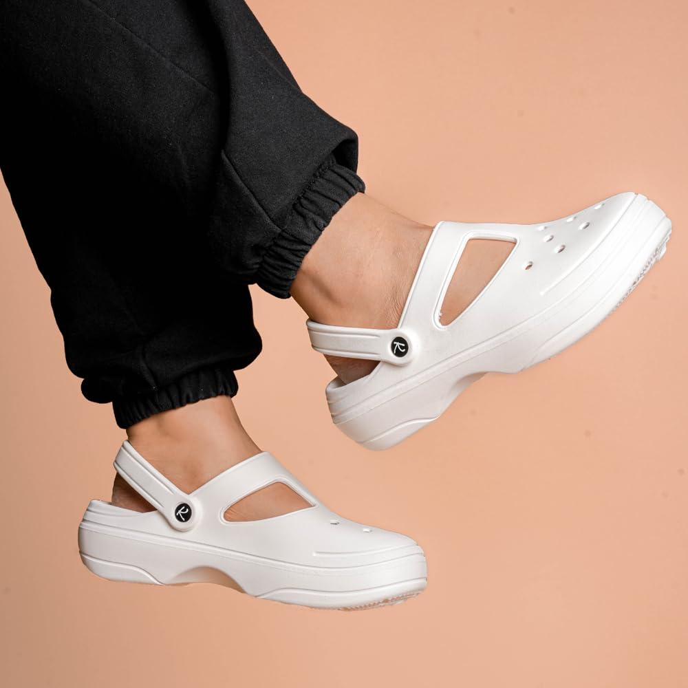 Indifeet Casual Waterproof Clog Shoes for Women - White - Image 8