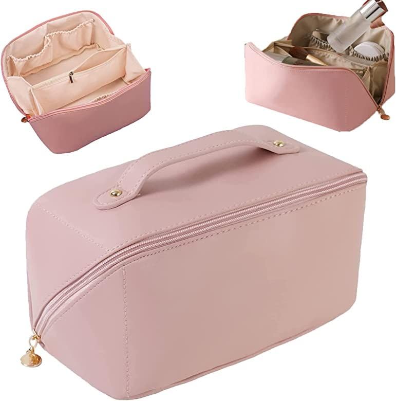 Buddy Cares Large Capacity Travel Cosmetic Bag – Waterproof Makeup Bag with Handle & Divider – Detail View