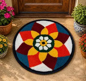 Decorative Round Door Mat for Stylish Entryways – Sathyabhama Decors and Interiors