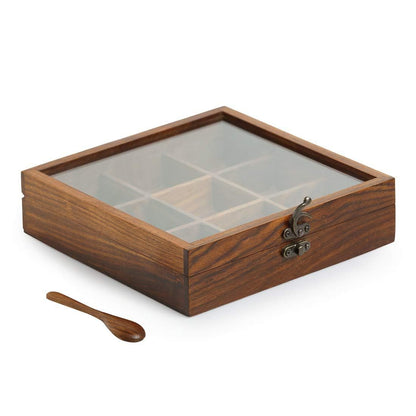 12-Piece Wooden Spice Box - HalfPe