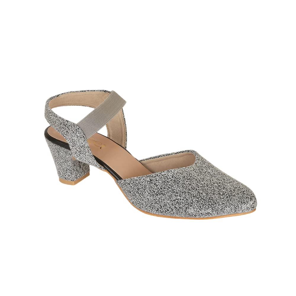 Indifeet Pointed Toe Block Heels for Women - Grey - Size 8