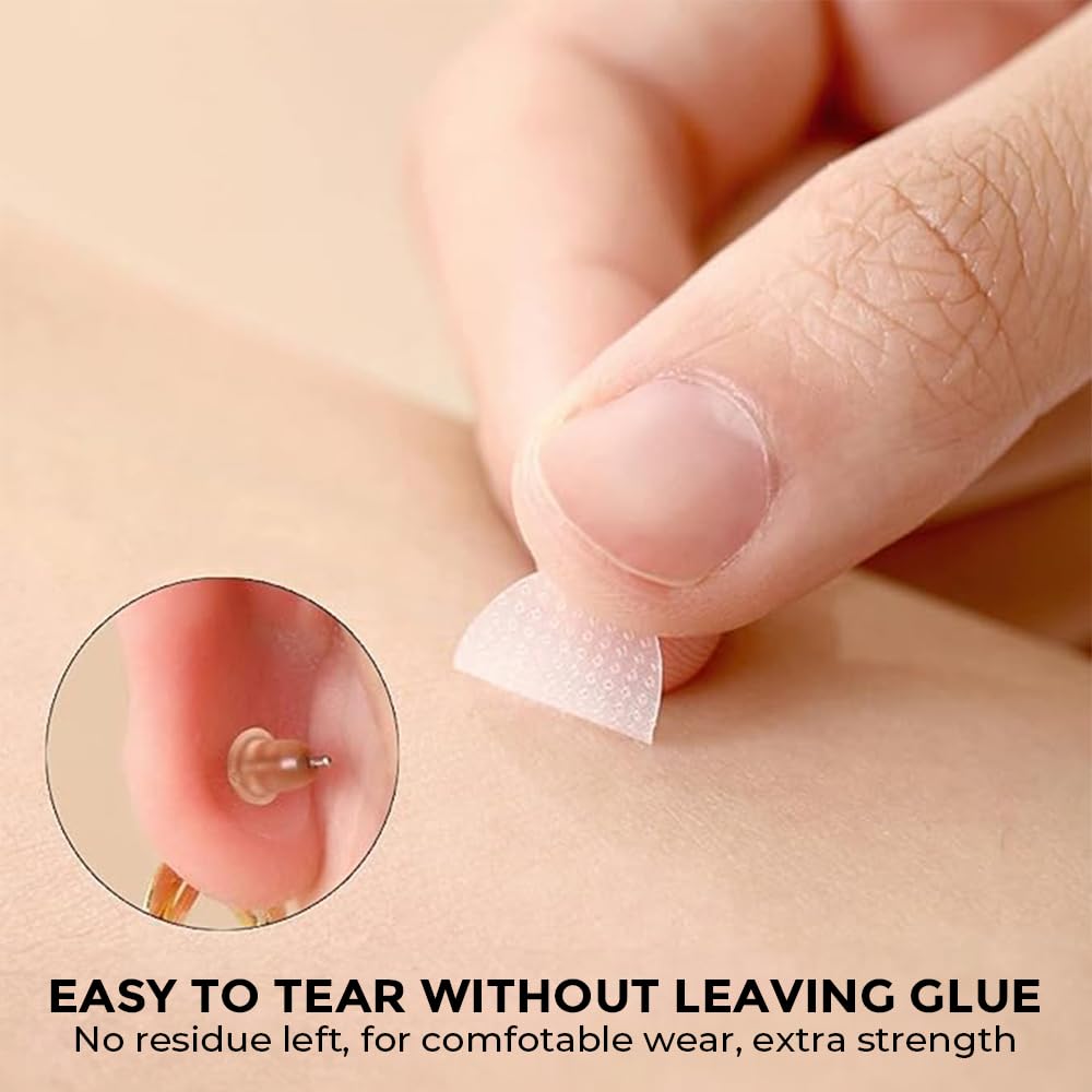 Sanfe Invisible Earlobe Patches For Pierced Ears Hide The Look of Torn or Stretched Piercings - Protect Ear Lobes from Tearing
