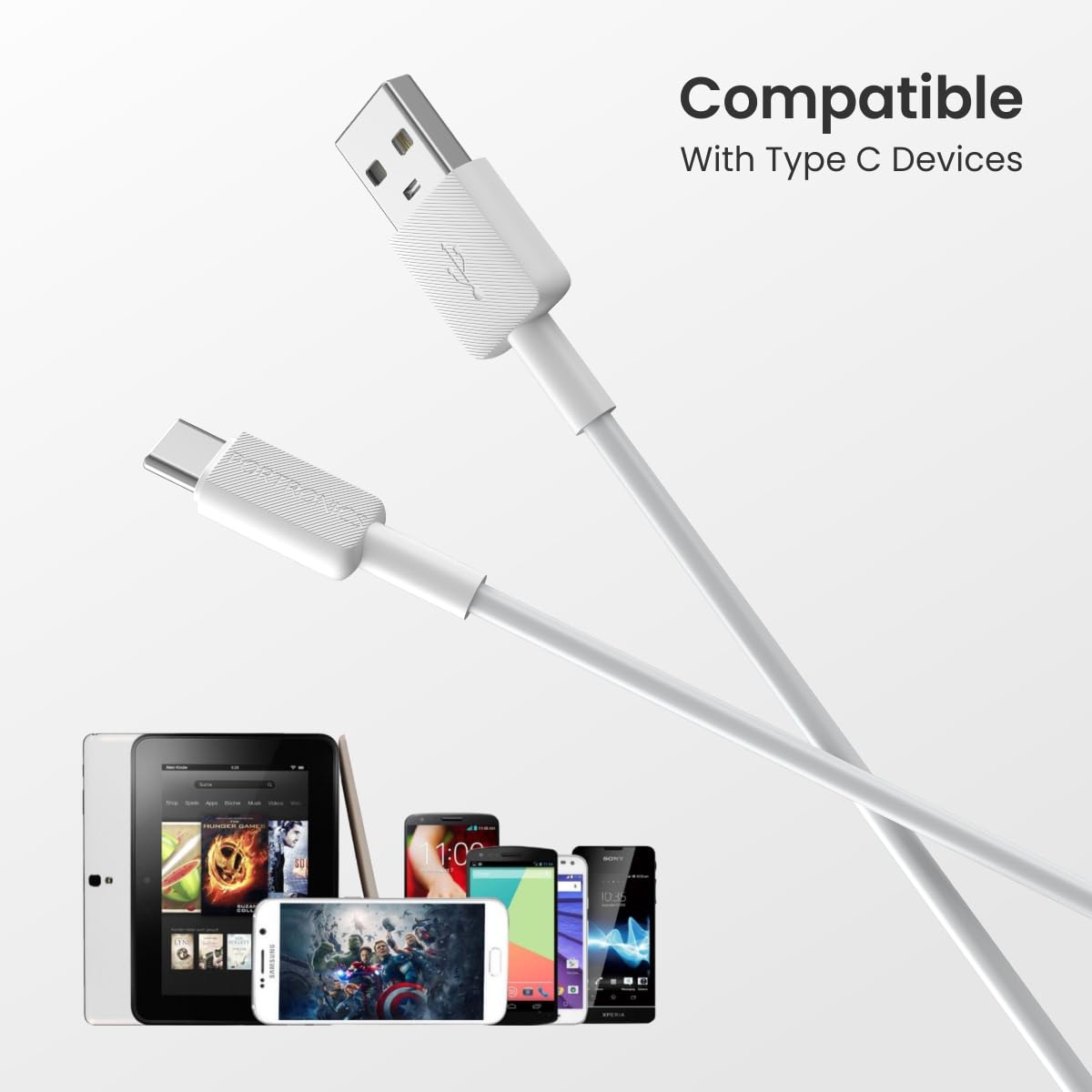 Konnect Link- 3A USB to Type C Cable(WHITE)
