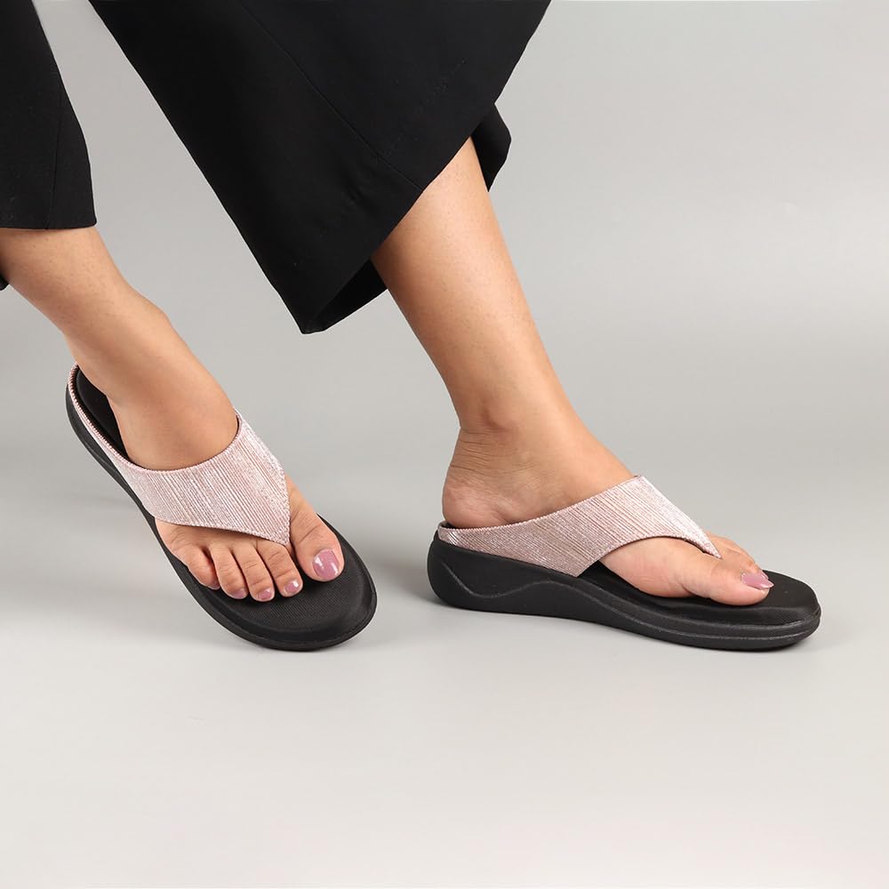Indifeet Comfortable Thong Platform Sandals for Women - Pink - View 4