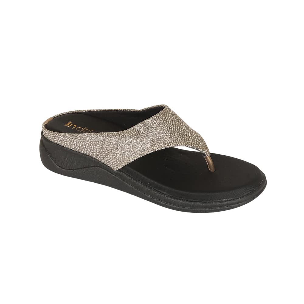 Indifeet Stylish Platform Heel Thong Sandals - Copper - Size 7