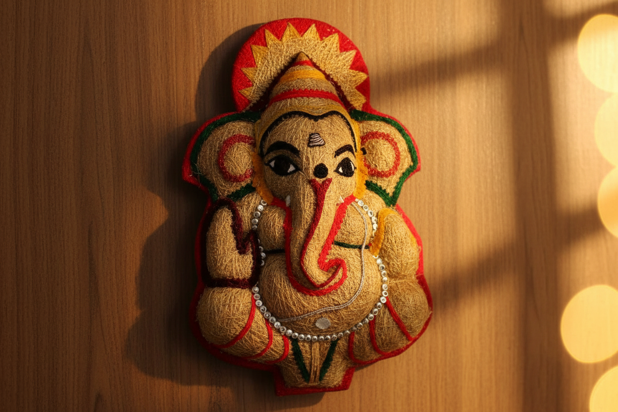 Ottiveru Ganapati Handmade Ganesha Wall Hanging Idol for Pooja and Gifting