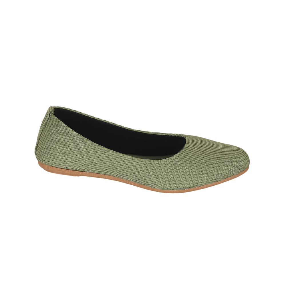 Indifeet Casual and Comfortable Ballerina Flats for Women - Green - Size 5