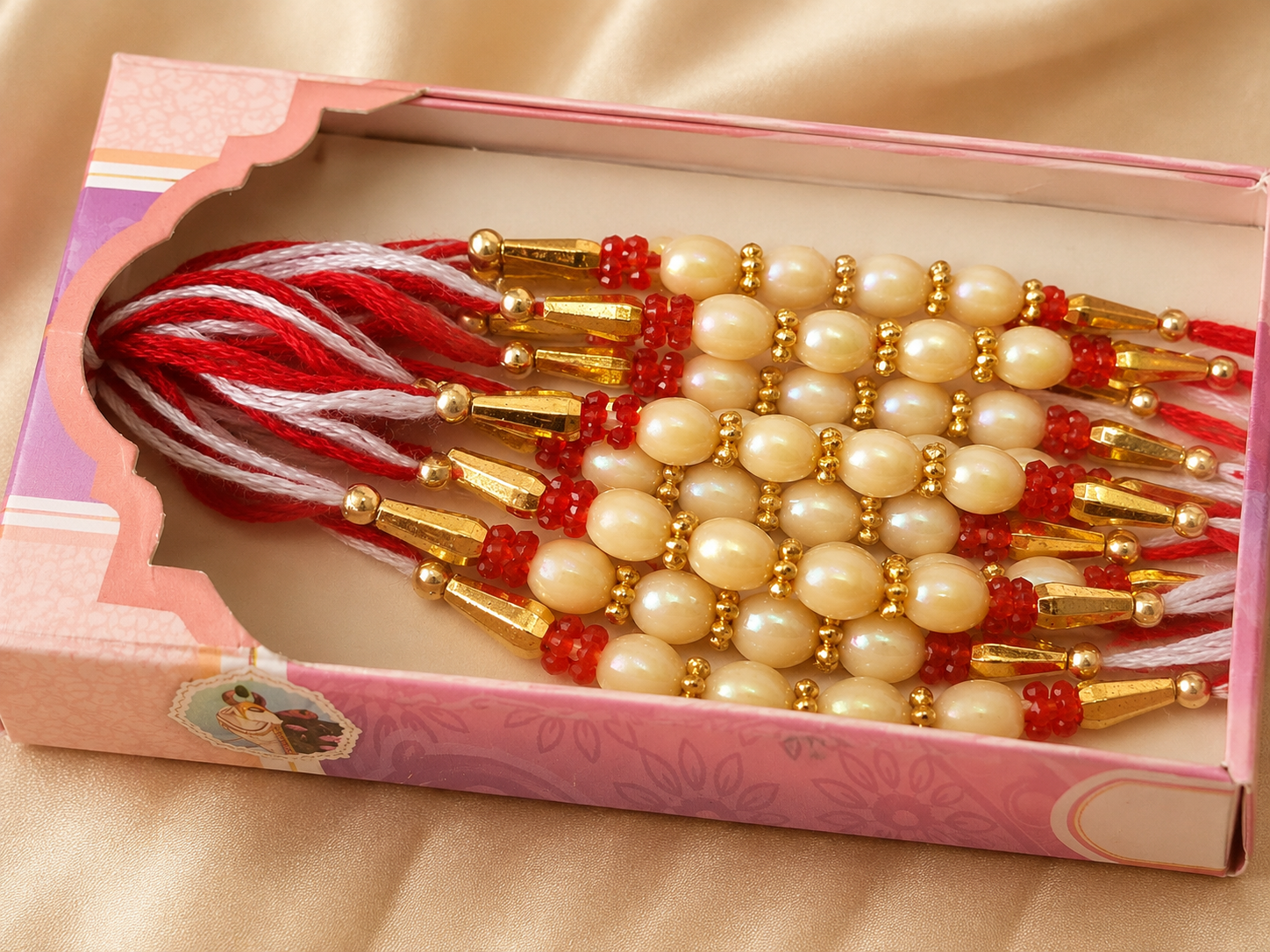 Designer Pearl & Moti Rakhi Combo Set of 10 (Multi-colour)