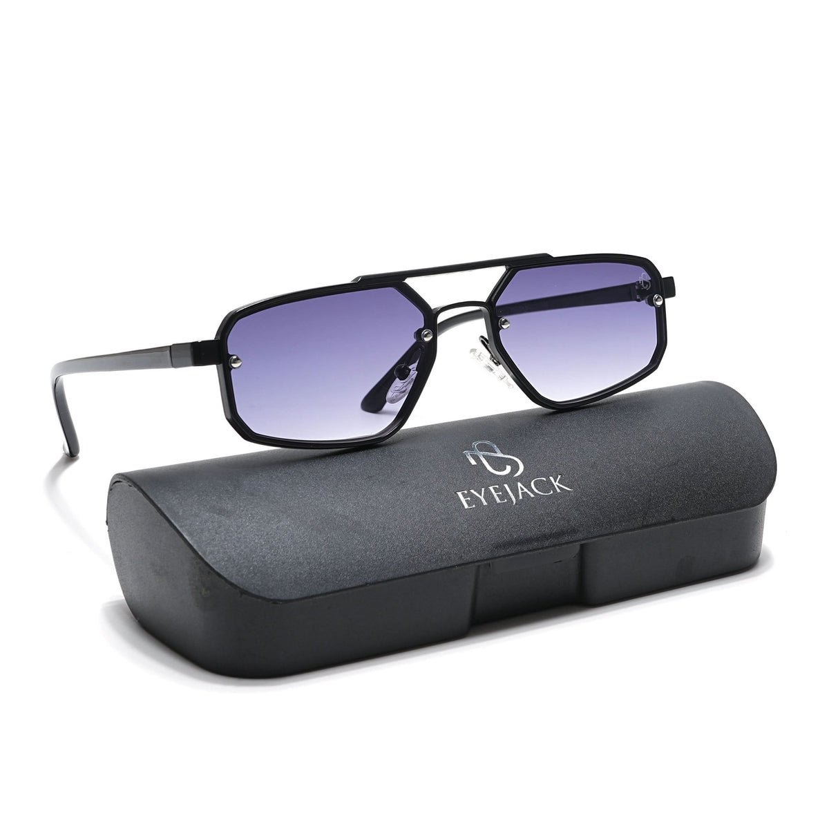Eagle Black Rectangle Sunglasses for Men and Women - view 8