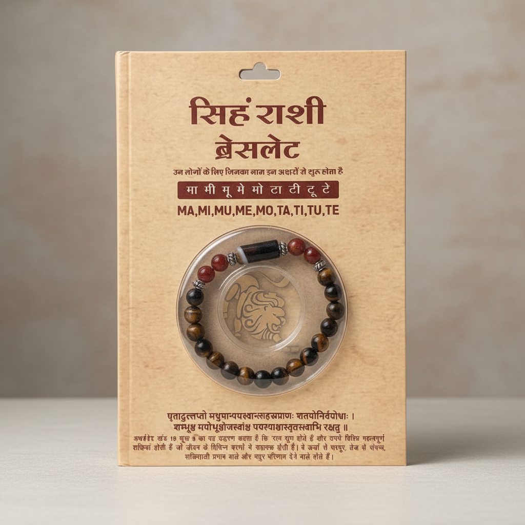 Leo Rashi Bracelet (Simha Rashi-సింహ రాశి)– Semi Precious Gemstone Beaded Bracelet for Energy, Strength & Positivity -