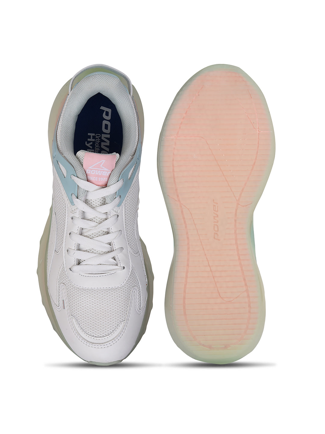 Power Women White Lace-up Oxford Sports Shoes - White - View 4