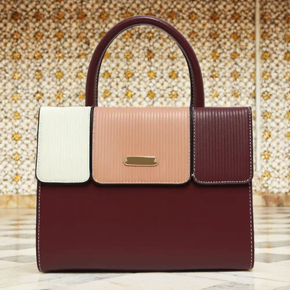 Elegant Striped Flap Top Handle Handbag