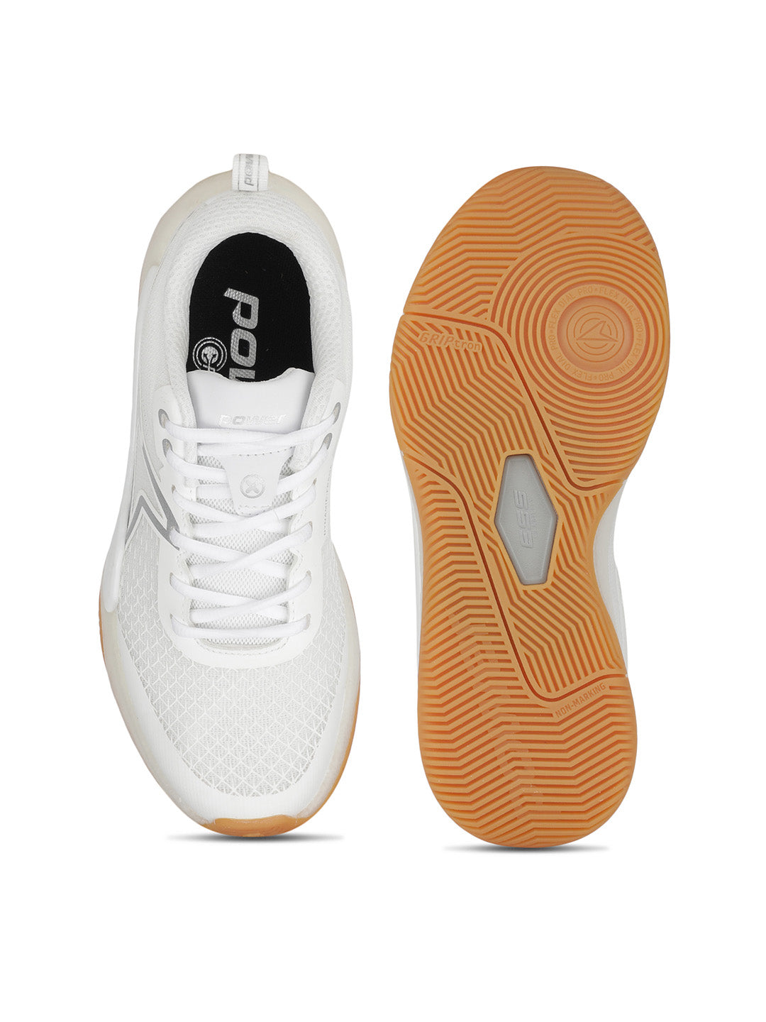 Power Women White Lace-up Oxford Sports Shoes - White - View 4
