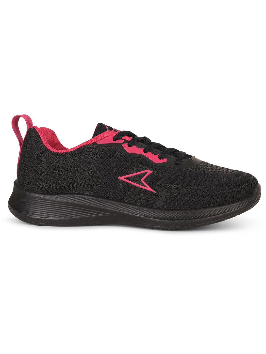 Power Women Black Lace-up Oxford Sports Shoes - Black - View 2