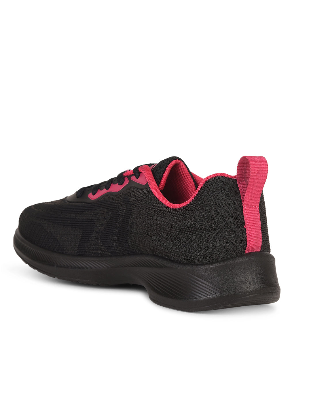 Power Women Black Lace-up Oxford Sports Shoes - Black - View 3