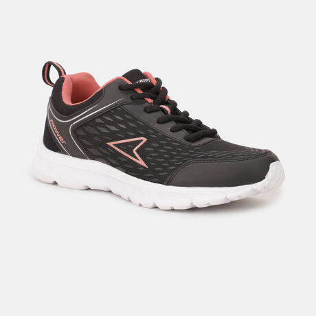 Power Women Black Lace-up Oxford Sports Shoes