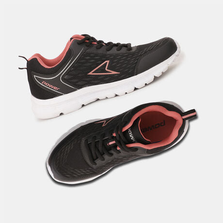 Power Women Black Lace-up Oxford Sports Shoes