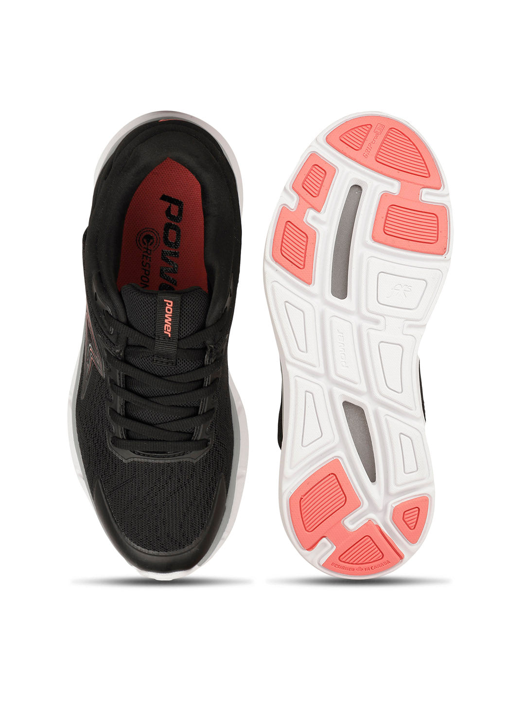 Power Women Black Lace-up Oxford Sports Shoes - Black - View 4