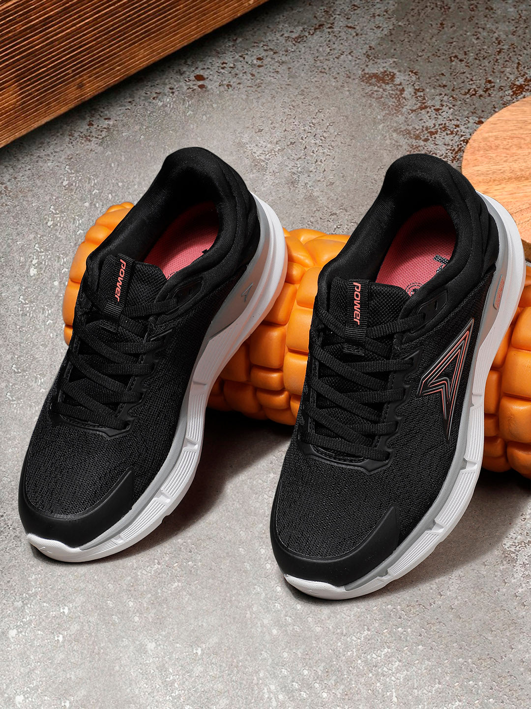 Power Women Black Lace-up Oxford Sports Shoes - Black - View 6