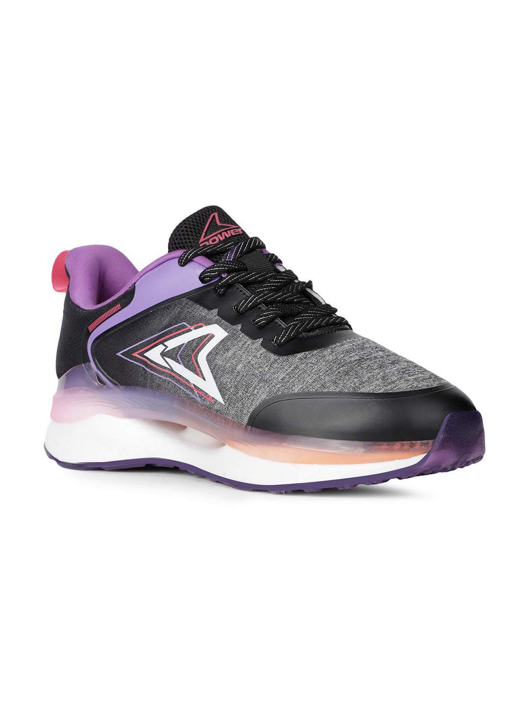 Power Women Black Lace-up Oxford Sports Shoes - Black - View 1