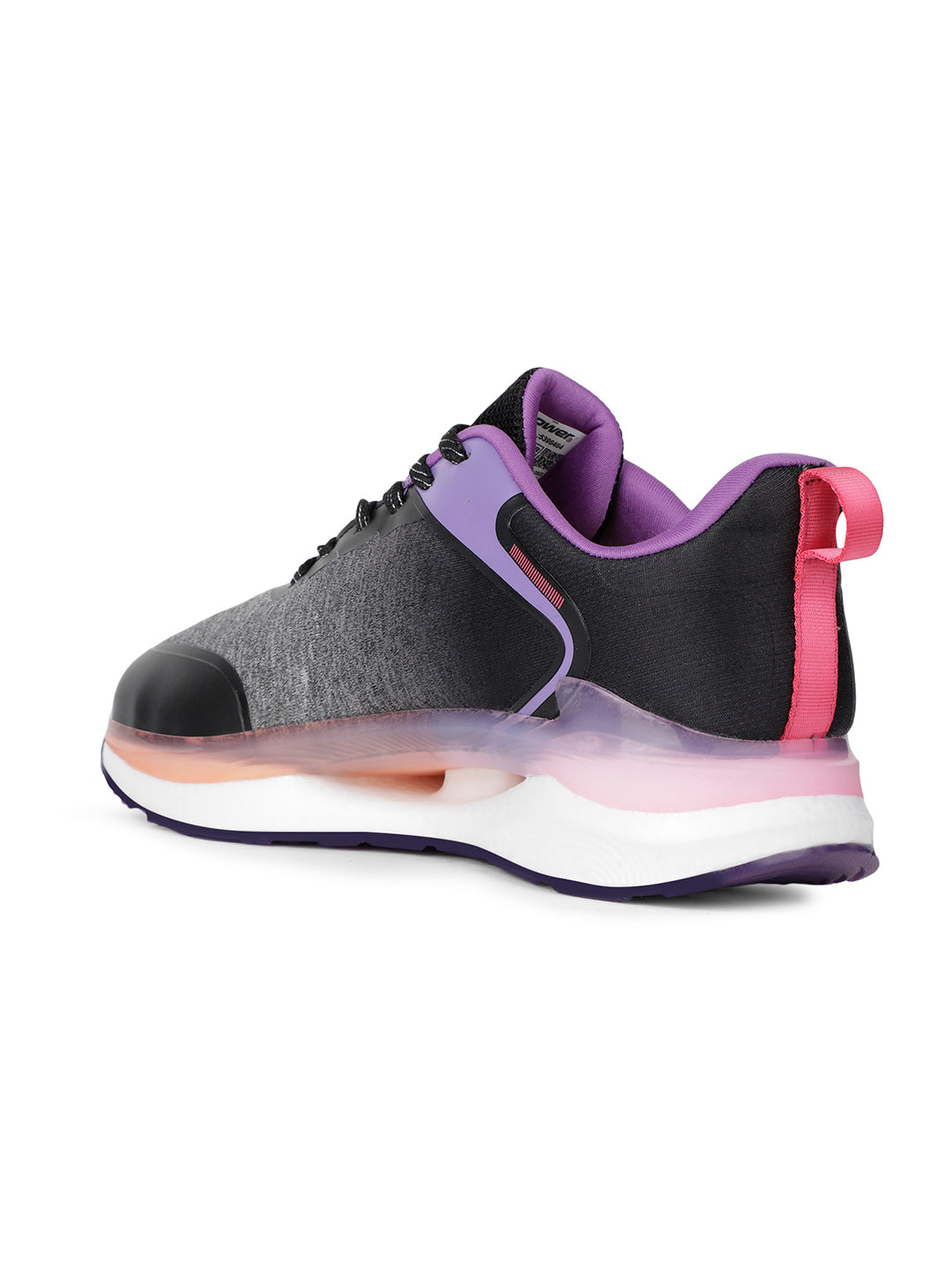 Power Women Black Lace-up Oxford Sports Shoes - Black - View 3