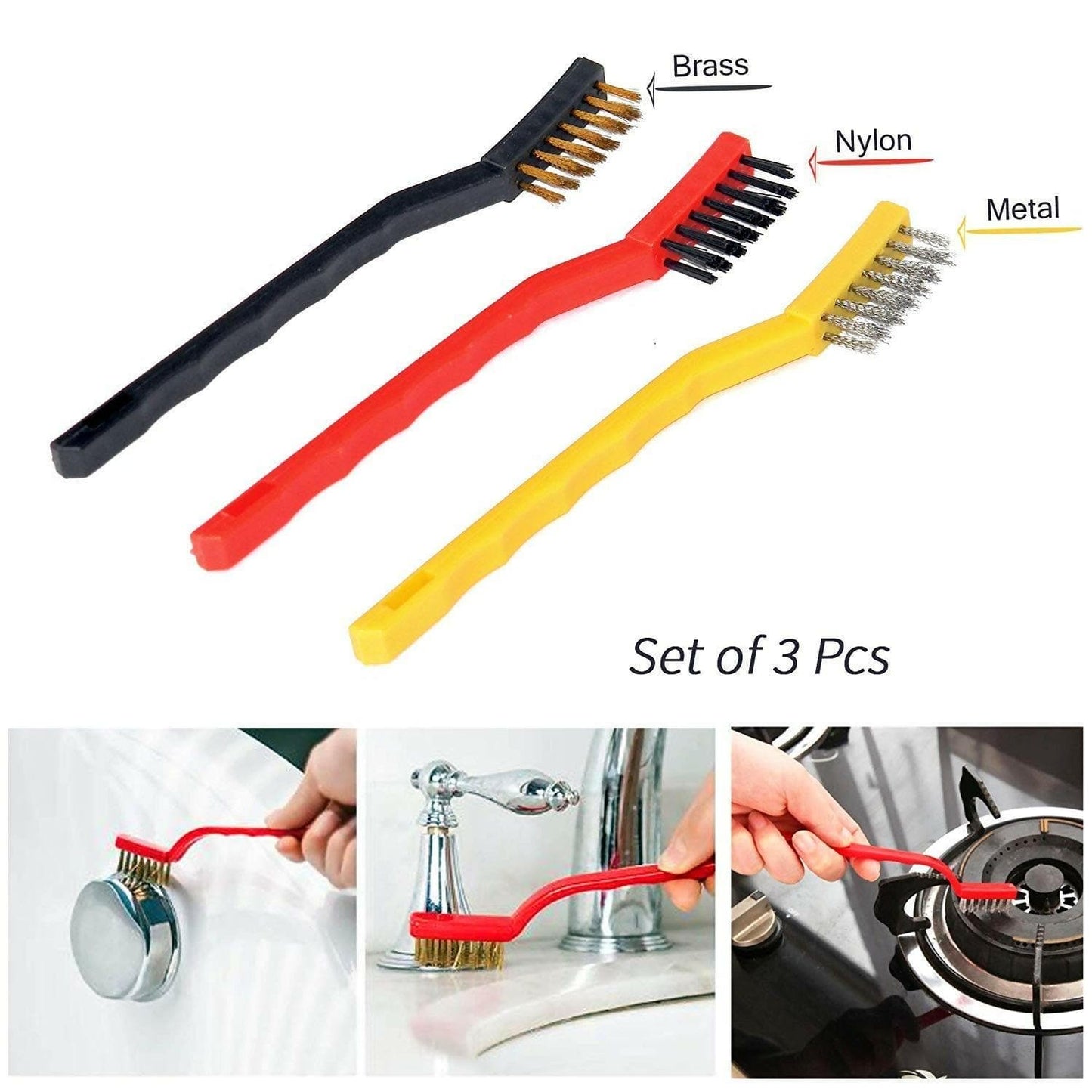 Gas Stove Cleaning Mini Wire Brush Set (3 pcs) - HalfPe