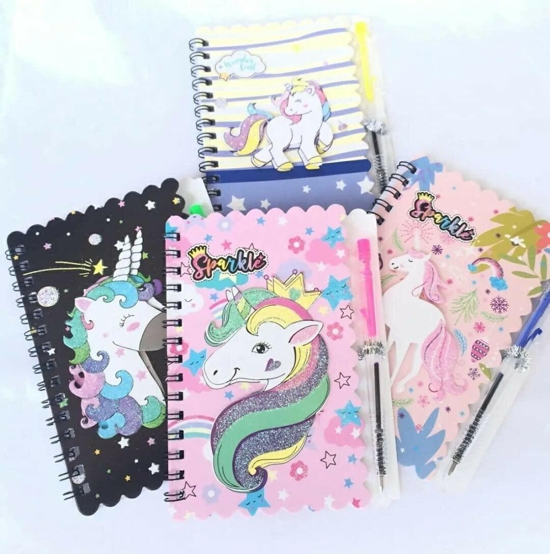 Unicorn Theme Mini Spiral Pocket Notebook With Pen (Pack Of 6) - HalfPe