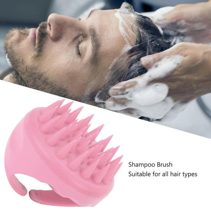 Scalp Cleanser, Portable Professional Itch Relief Exfoliating Anti-Dandruff Hair Brush Silicone for Hair Washing (Pink) - HalfPe