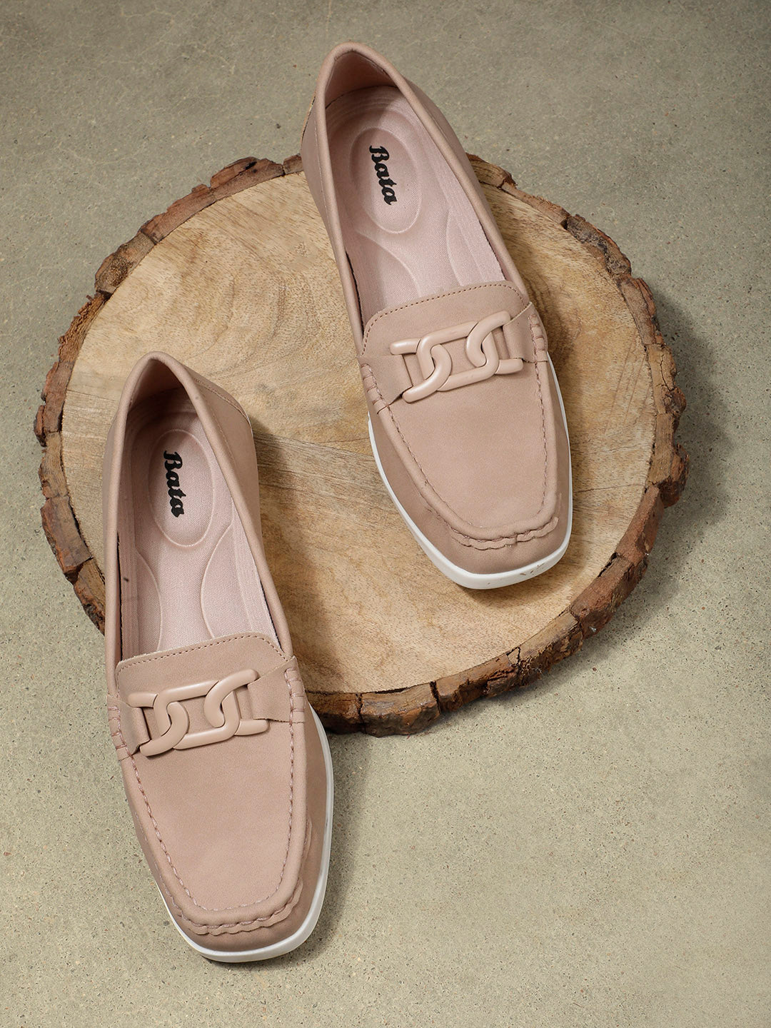Bata Women Nude Casual Slip-on Loafers - Nude - View 6