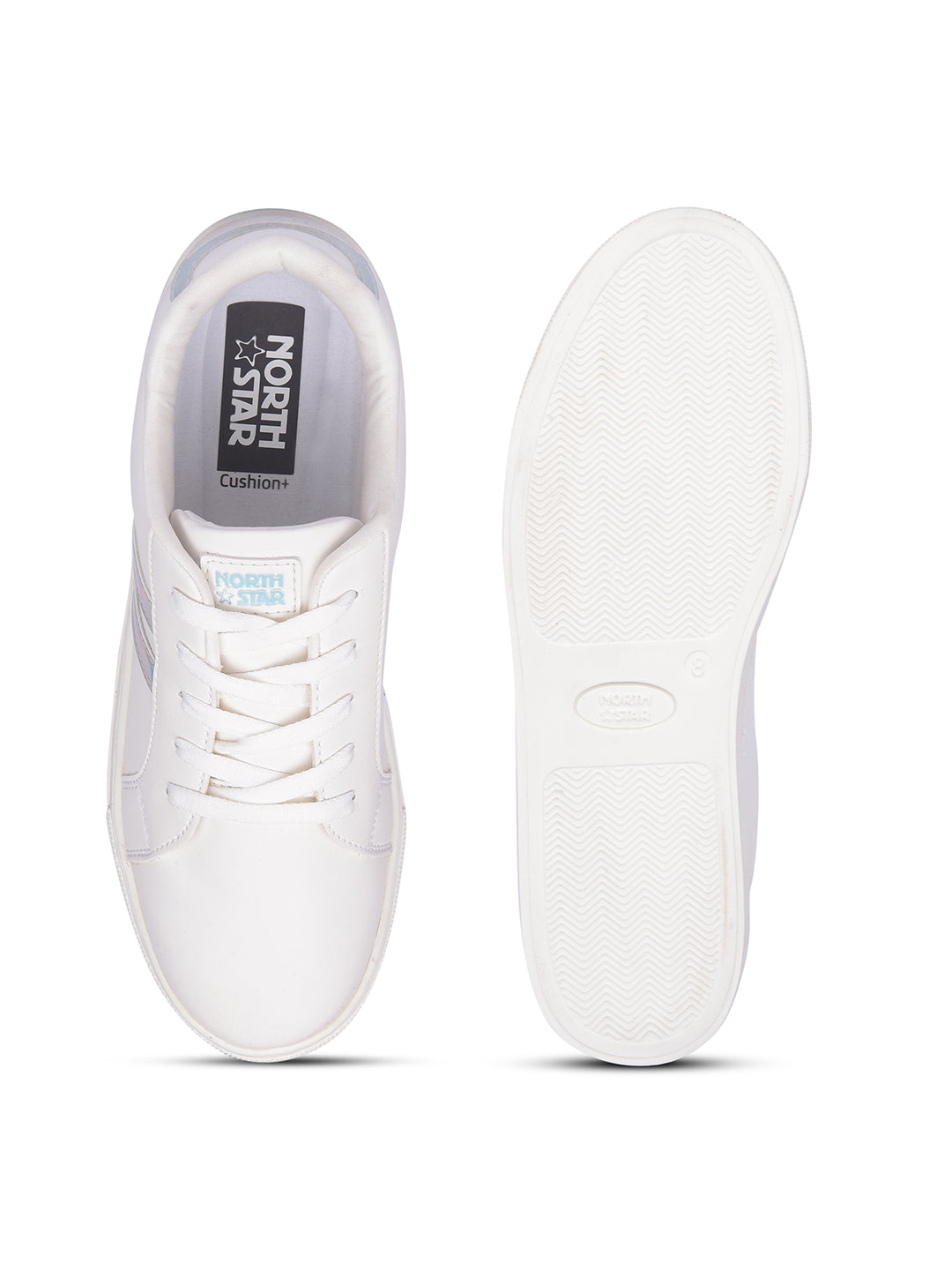 North Star Women White Casual Lace-up Sneakers - White - View 4