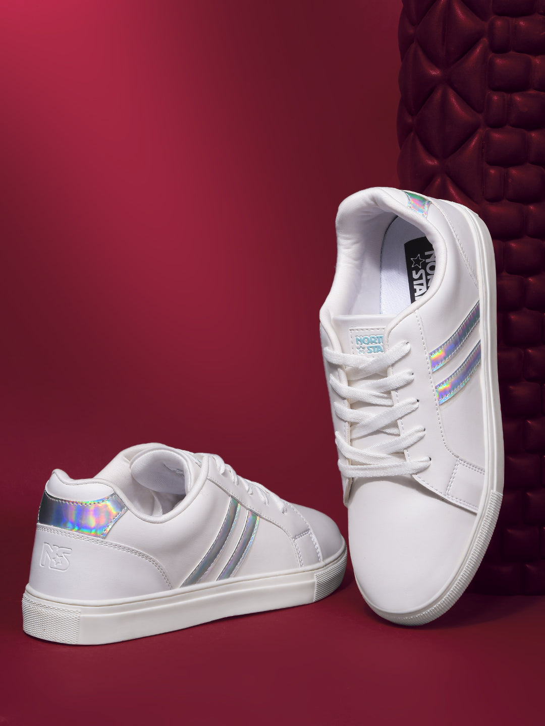 North Star Women White Casual Lace-up Sneakers - White - View 6