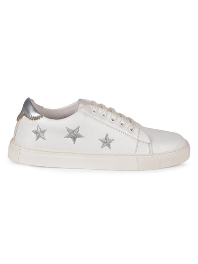 North Star Women's White Casual Lace-up Sneakers - White