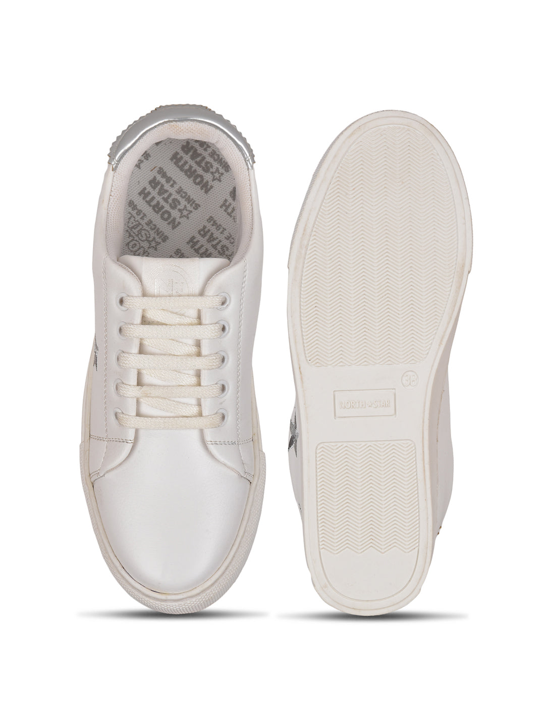 North Star Women's White Casual Lace-up Sneakers - White
