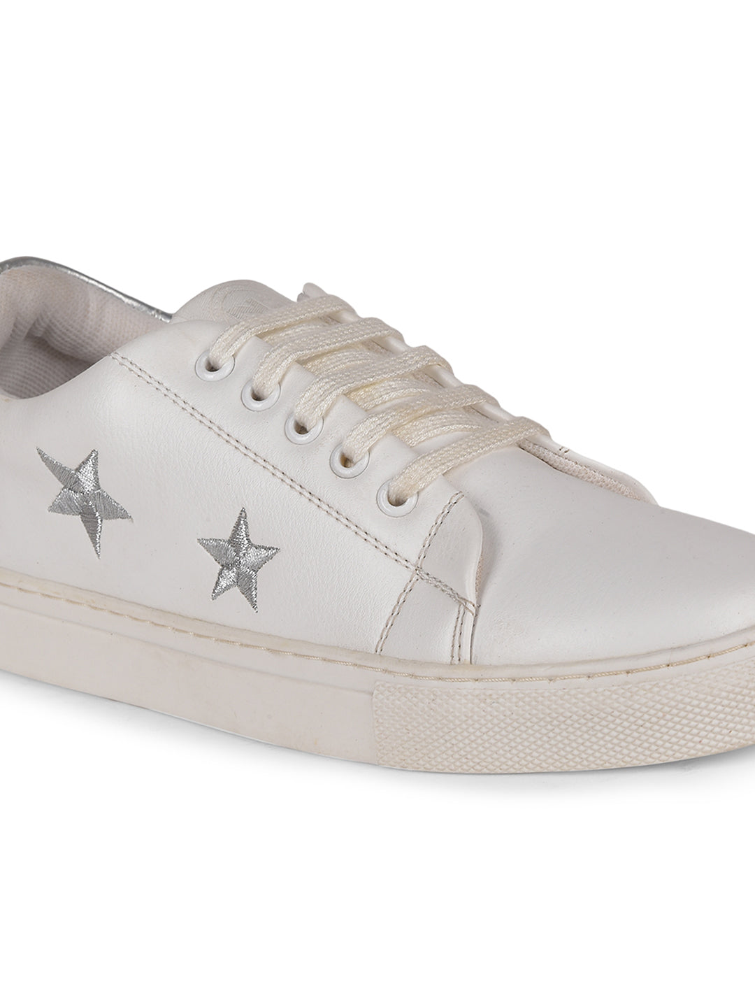 North Star Women's White Casual Lace-up Sneakers - White