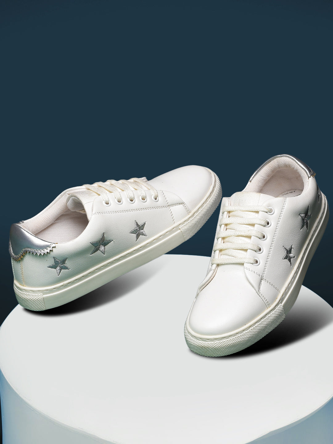 North Star Women's White Casual Lace-up Sneakers - White